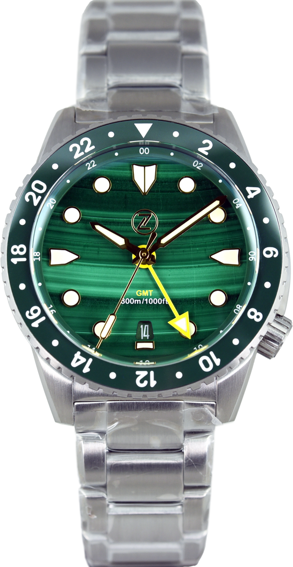 Zelos Mako GMT Malachite Timekeepers Edition (Pre-owned)