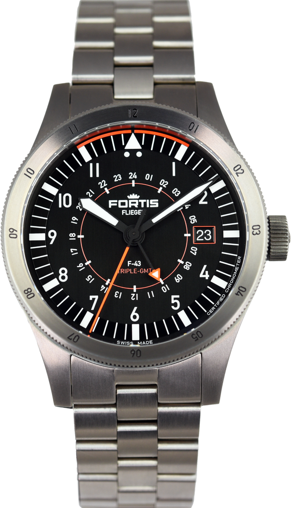 Fortis Flieger F-43 Triple-GMT Titanium Original (Pre-owned)