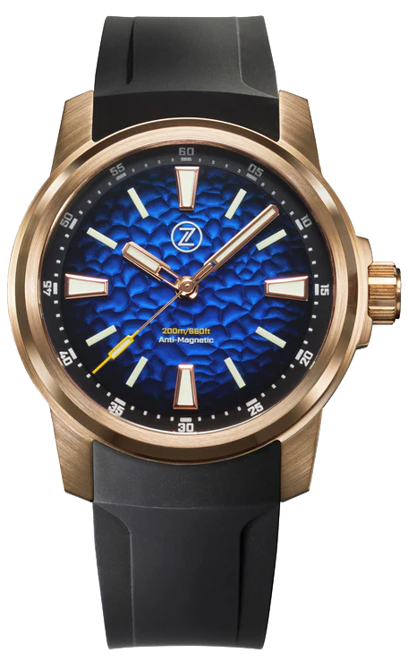 Zelos Aurora Field 38mm Bronze Hammered Blue