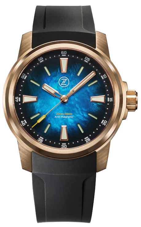 Zelos Aurora Field 38mm Bronze Teal MOP