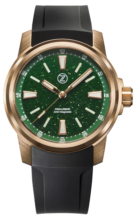 Zelos Aurora Field 38mm Bronze Green Aventurine