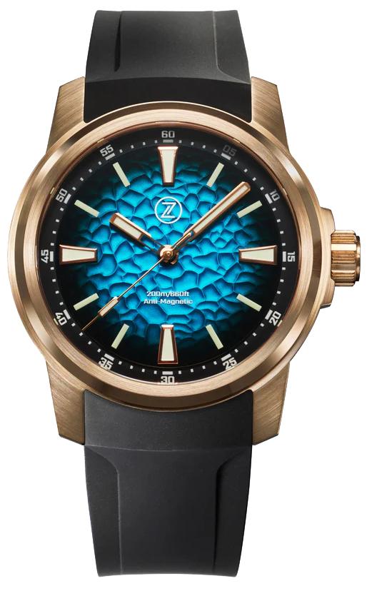 Zelos Aurora Field 42mm Bronze Hammered Teal