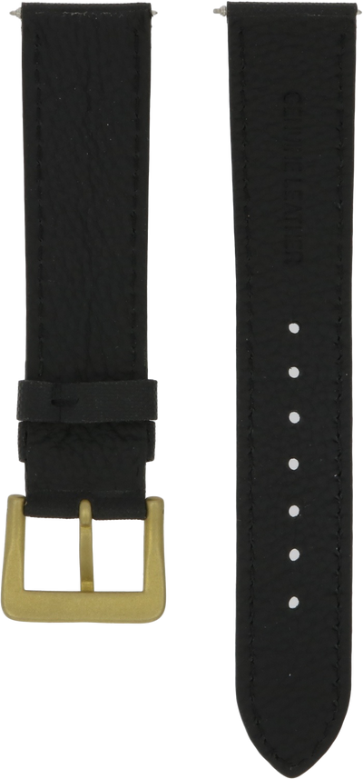 Ventus Black Leather Canvas Strap 20mm Brass Clasp