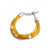 Barse Leather 'n' Pearls Good Times Bracelet-Yellow